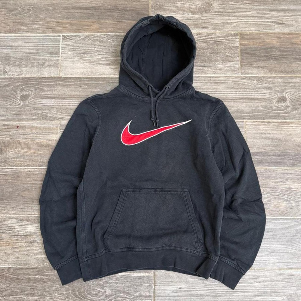 Vintage Y2K Nike red center swoosh black hoodie size S